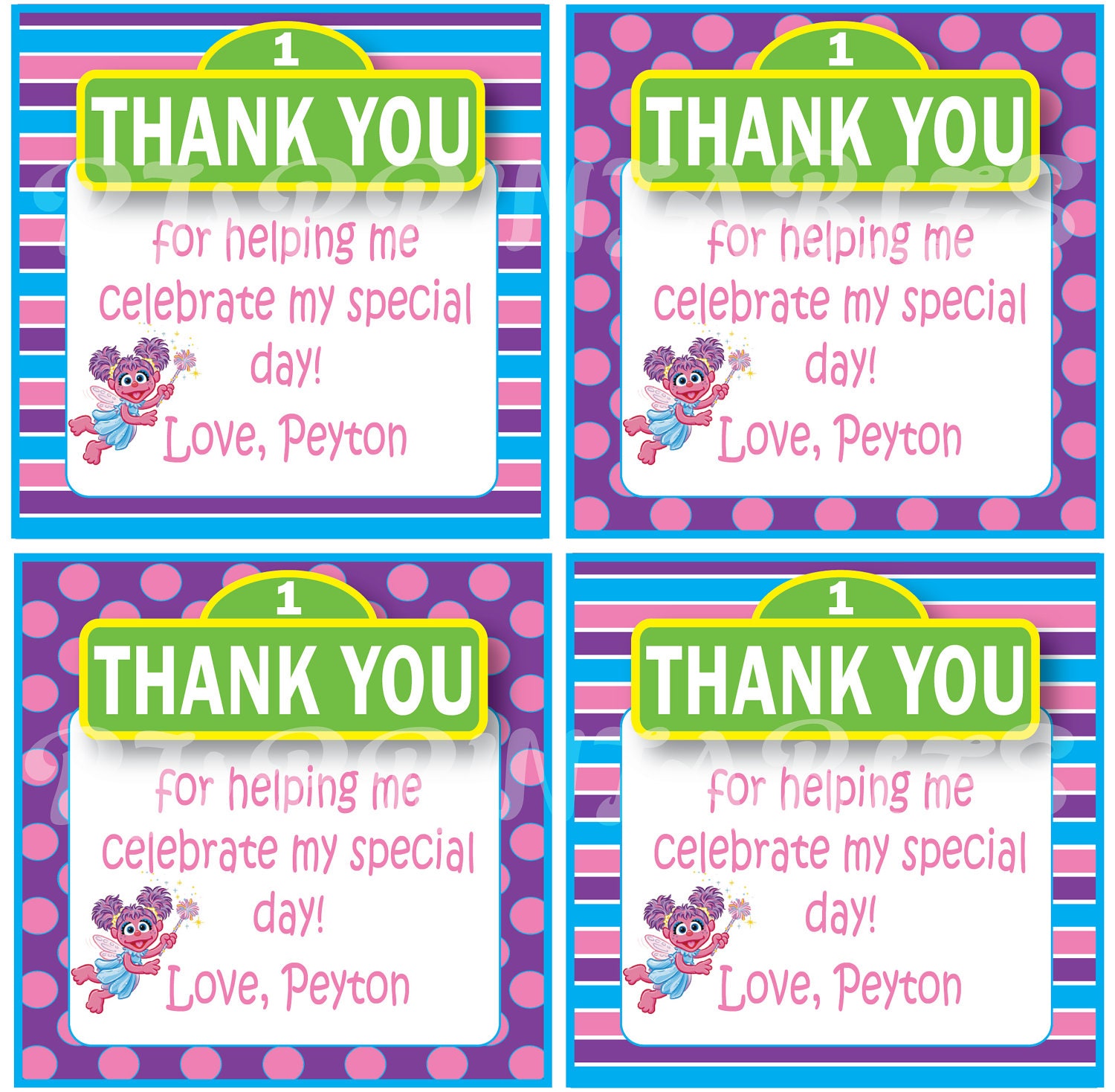 Abby Cadabby Sesame Street inspired Favor / Thank You Tags - Custom Digital File Il_170x135