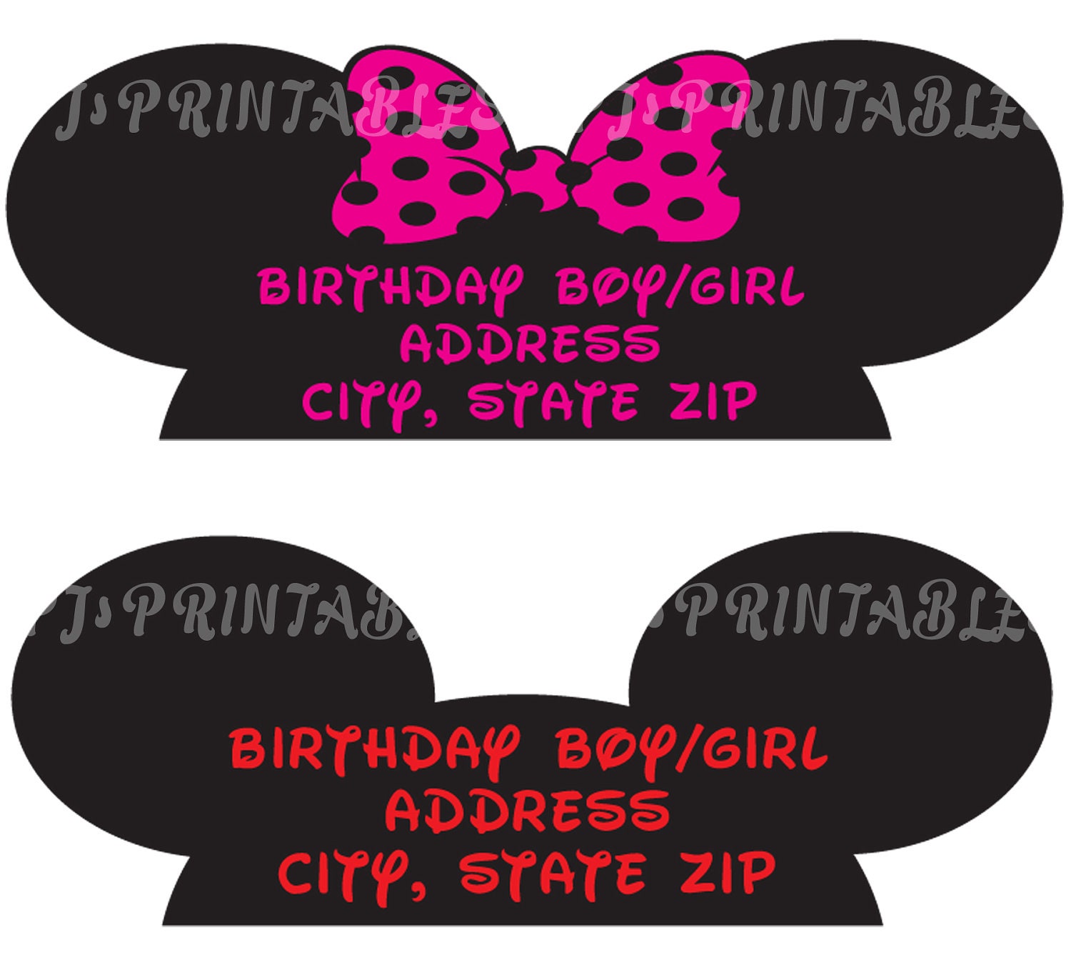 Minnie OR Mickey Mouse Return Address Labels - Customized Digital File (full sheet of 30) Il_570xn