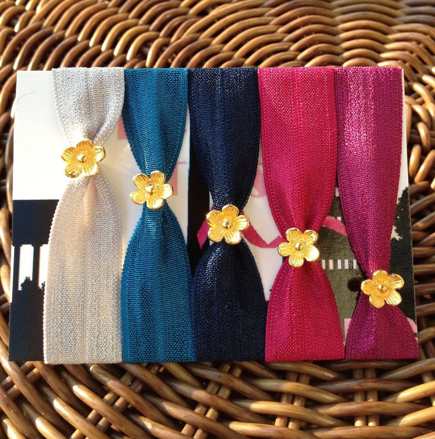 Small Gold Flower Elastic Hair Ties (and Bracelets)