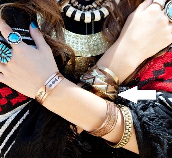 Vintage Mixed Metal Geometric Bangle