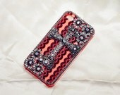 Free Shipping , Cell Phone Case for iPhone 4 / 4S/ iPhone 5, black lace, metal flowers, hard cross with diamonds