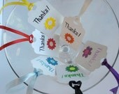 Flower Thank you Favor Tags, Wedding, Party, Set of 10 Your Choice of Colors