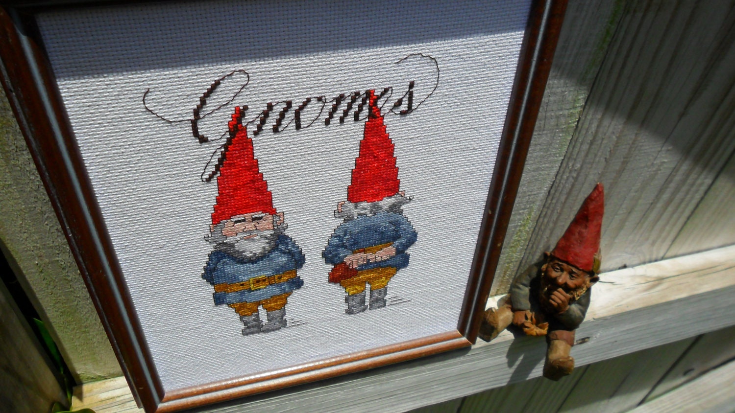 Gnome cross stitch needlecraft art