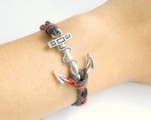 Nautical Anchor Bracelet Boho Braided Unisex Aquatic Navy Themed with Charm Ocean Bohemian Breeze Surf Beach Ship Sailor Pookie Design