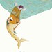 Make Believe watercolor original painting fairytale art angel dream fish costume Susan Sorrell Hill