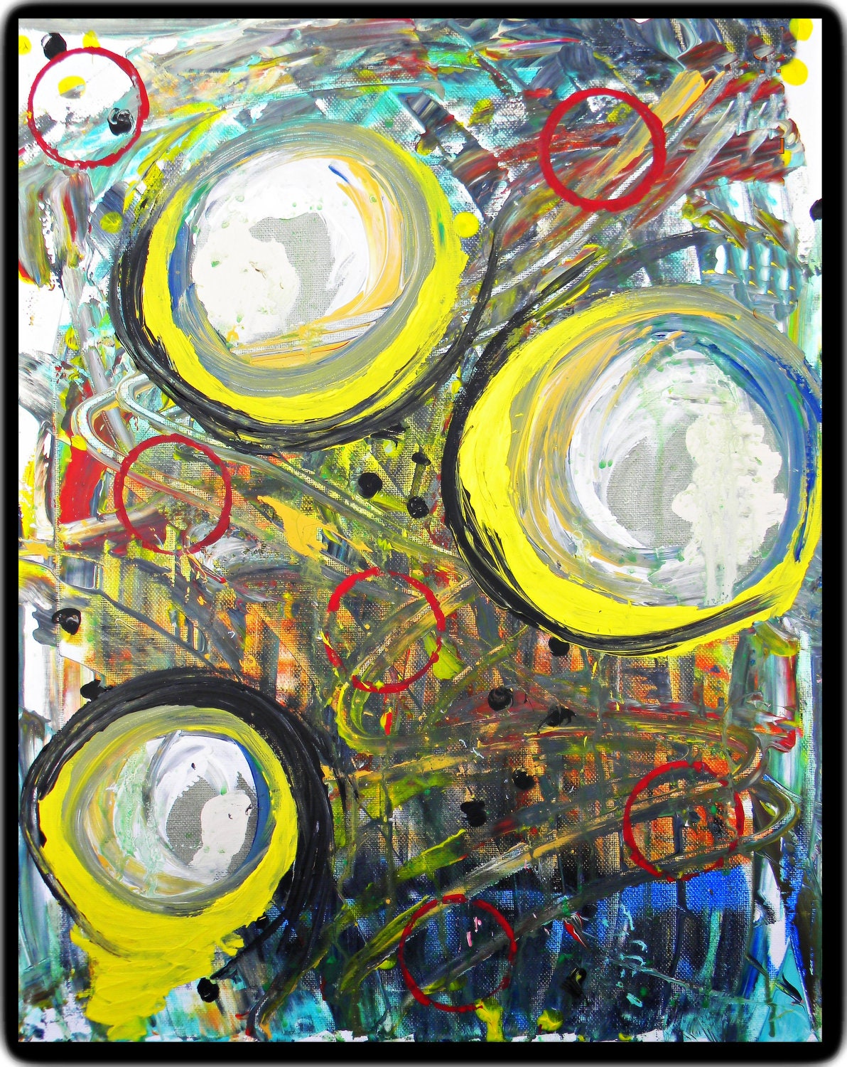 Original Abstract Painting on Canvas, Signed by Artist