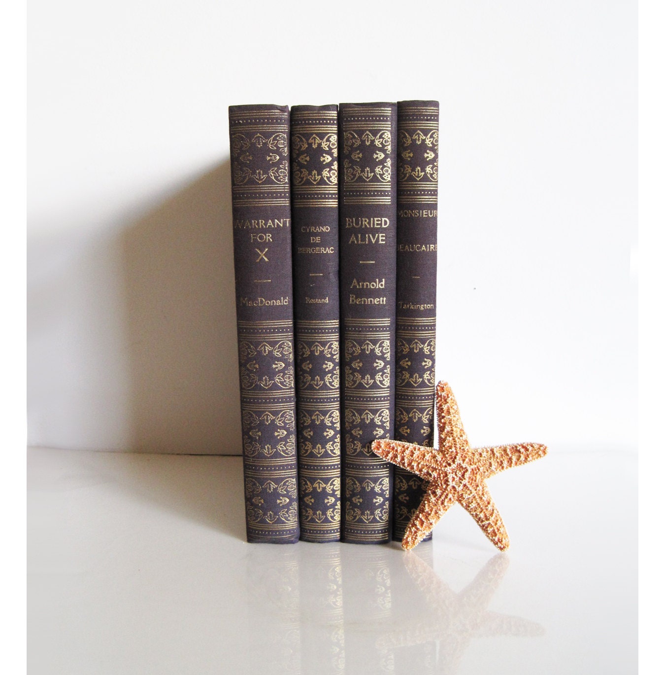 instant vintage library in navy and gold set of 4 beautiful books
