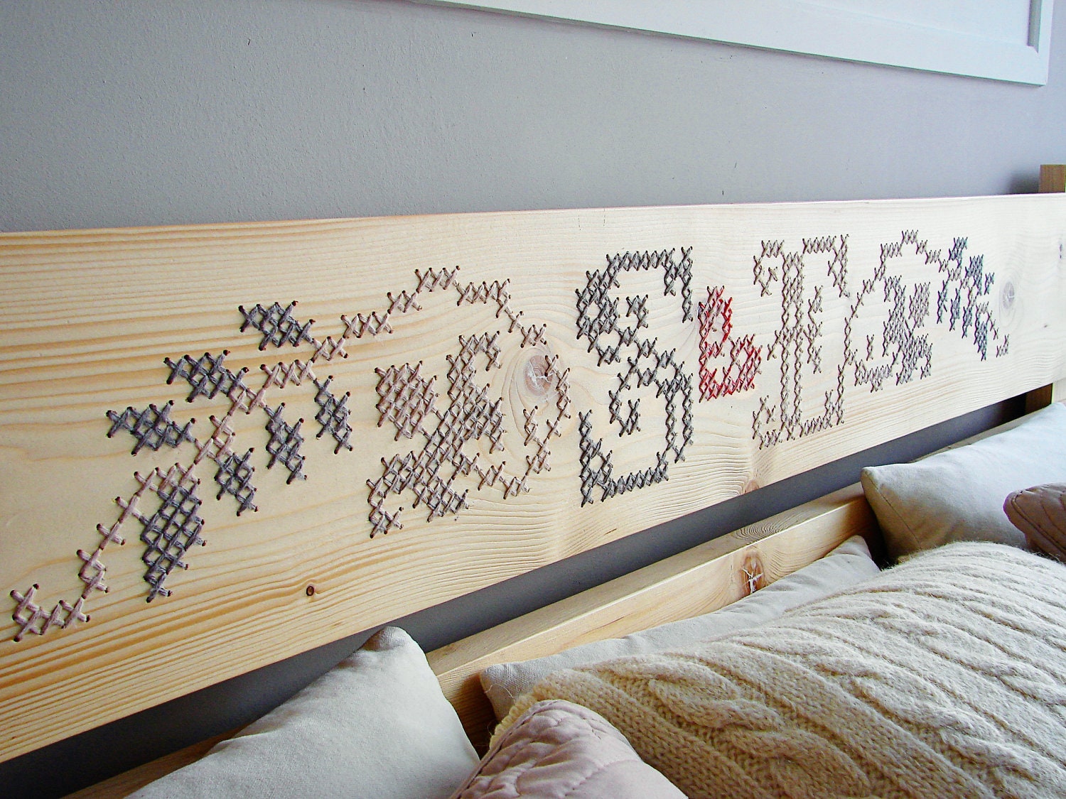 Bed Headboard Cross Stitch Embroidery MADE TO ORDER