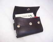 Small Leather Credit Card, Business Card Case (The Little Wallet That Can)  Full Grain Leather Wallet in Black.  Handmade In the USA.