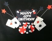 Poker Cake and Cupcake Toppers 4 playing cards, 12 poker chips, 9 stars, and 1 name sign