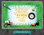 Unique Birthday Invitation - Lawn Tools - Child Birthday Invitation - Digital File