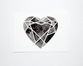 Original Watercolor - Cutting Diamonds Heart - 5 x 7