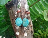 Magnesite "turquoise"& jasper earrings