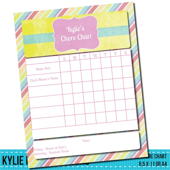 Weekly Chore Chart - Editable PDF Scrapbooking CU OK  Instant Digital Download & Printable