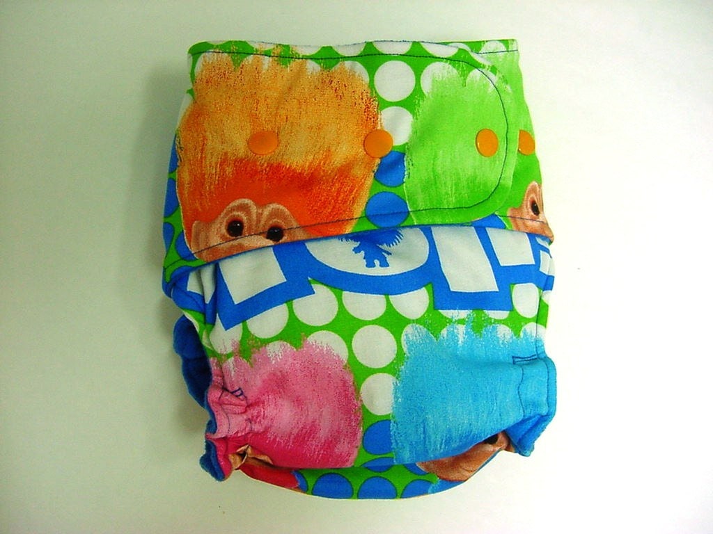 Cloth Diaper AI2 Stripe Treasure Troll Multicolor Cotton Outer One Size