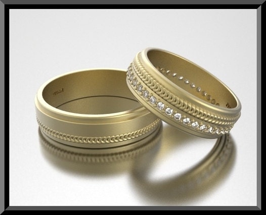 His and Hers 14K Matching Wedding Bands Set