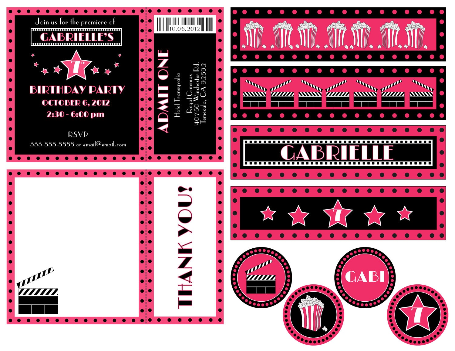 Movie Theme Party Pack - DIY - Printable Il_570xn