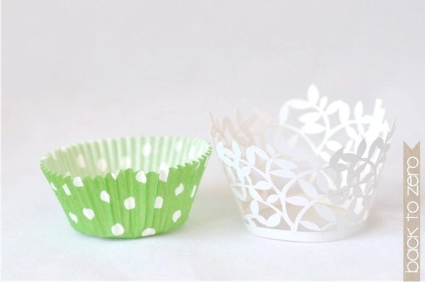 Laser Cut Lace Cupcake Wrappers - Leaves x 20