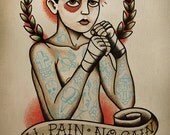 Traditional Boxer Boy Tattoo Art Print