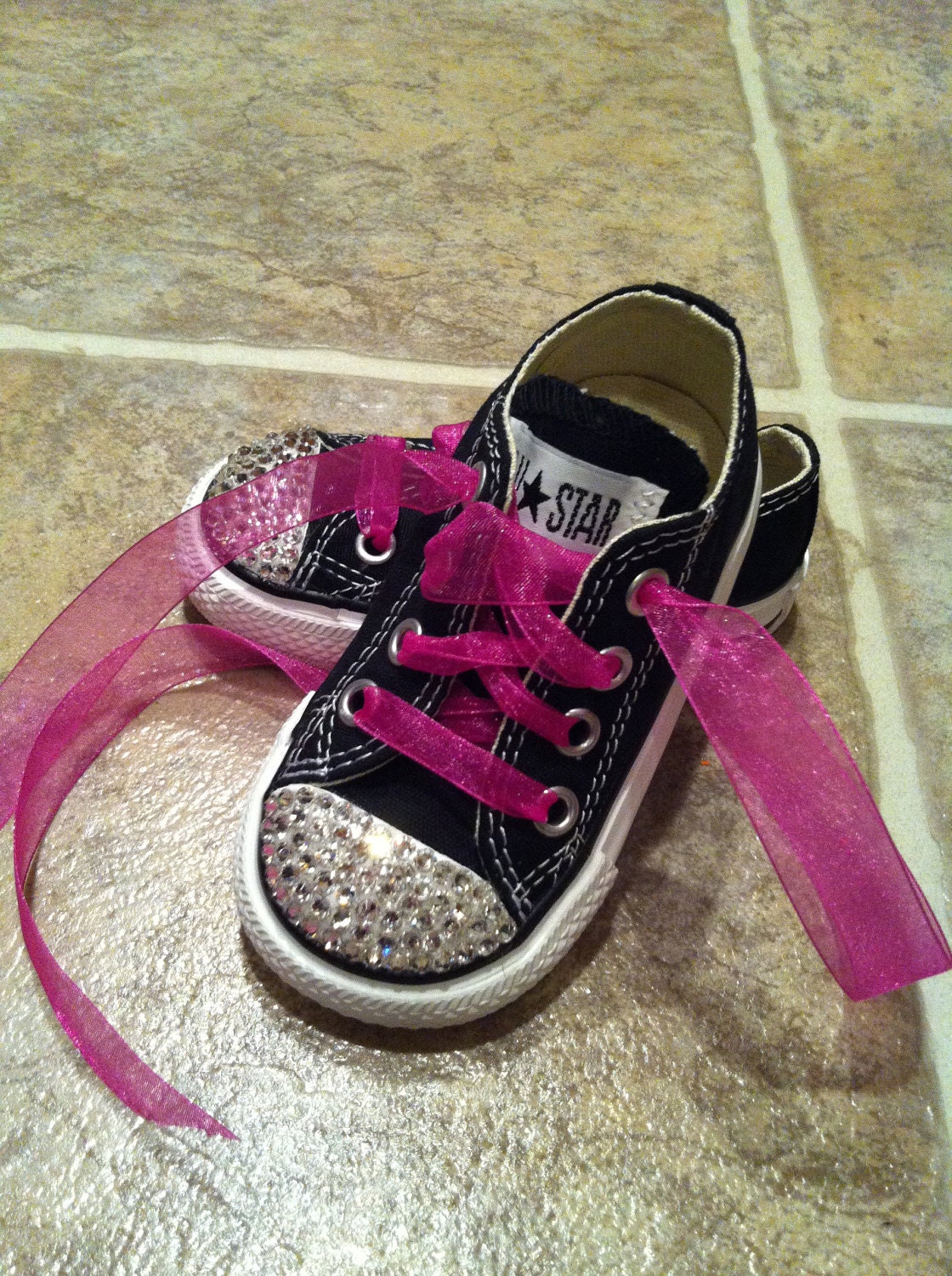 BLING Black Toddler SHOES Converse Chuck Taylor