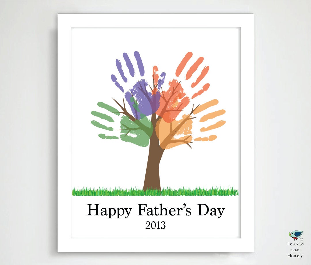 Fathers Day Gift -  DIY Children's / Child's Handprint Tree Last Minute Gift - Family Tree Art Project - Print You Own Kid Craft 8x10