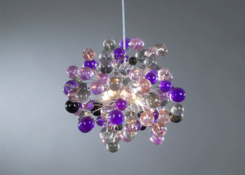 Ceiling light fixture, Purple shade color bubbles, lampshade
