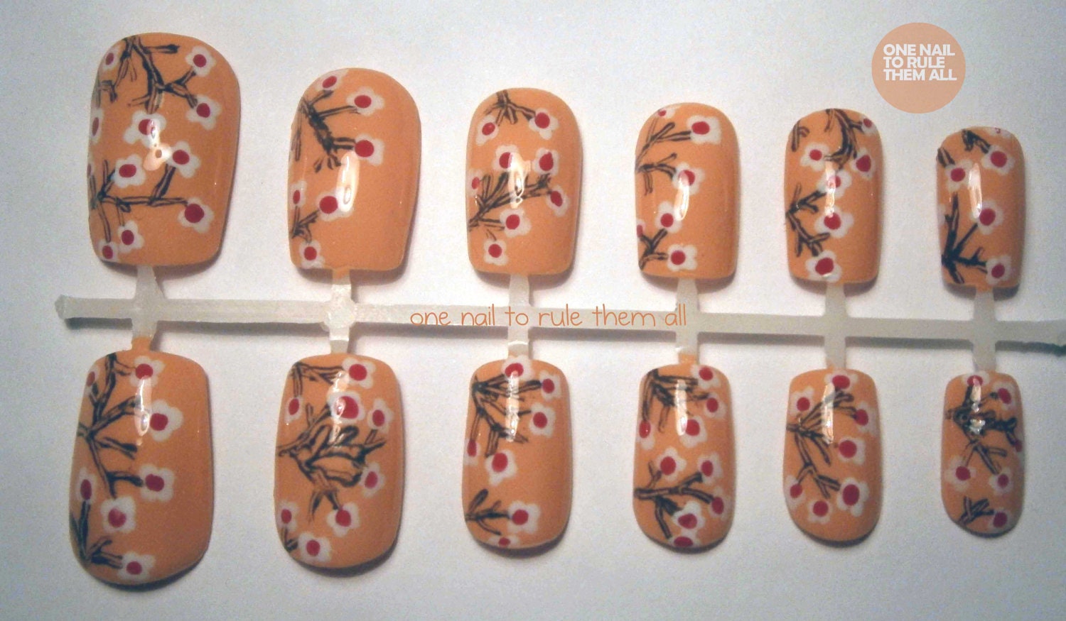 Cherry Blossom Flowers False Nail Art Set