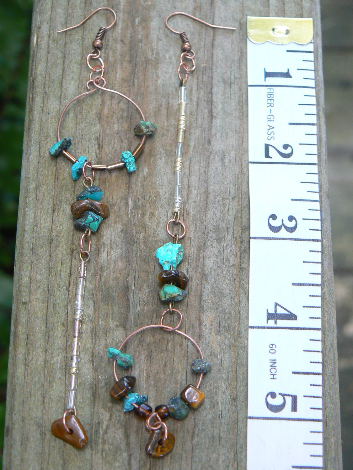 native american inspired earrings turquoise tigers eye hoops in boho hippie gypsy and belly dancer