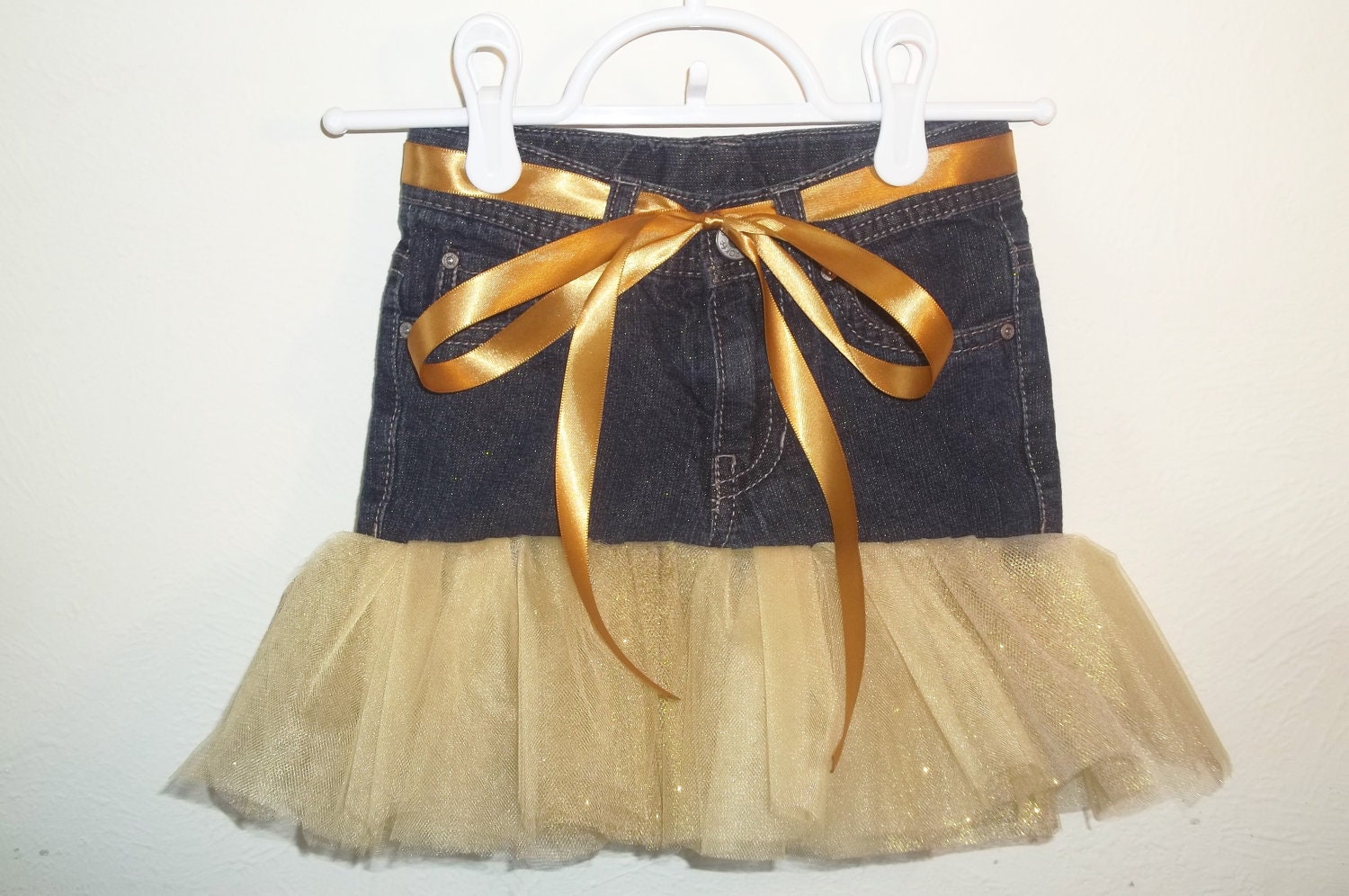 Tutu: Gold Glitter Denim (Jean) Tutu