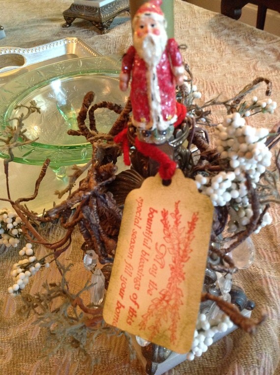 Christmas Handstamped tags , old world feeling.