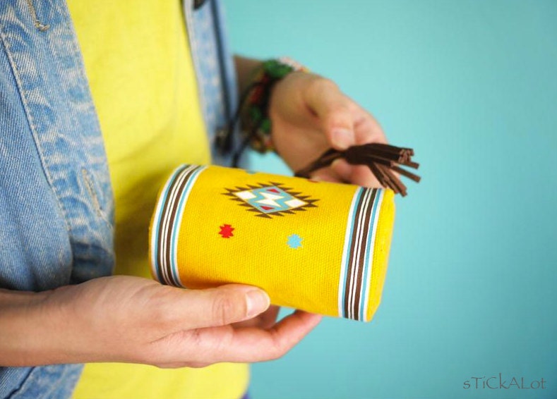 Native American Print Pattern Washed Canvas Coin bag/ Purse/ Small Pouch/ Cosmetic Bag/ Roll Bag