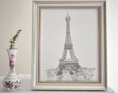 Eiffel Tower Art - print of an original drawing  of a Paris building using pen, ink, illustration Bastille Day