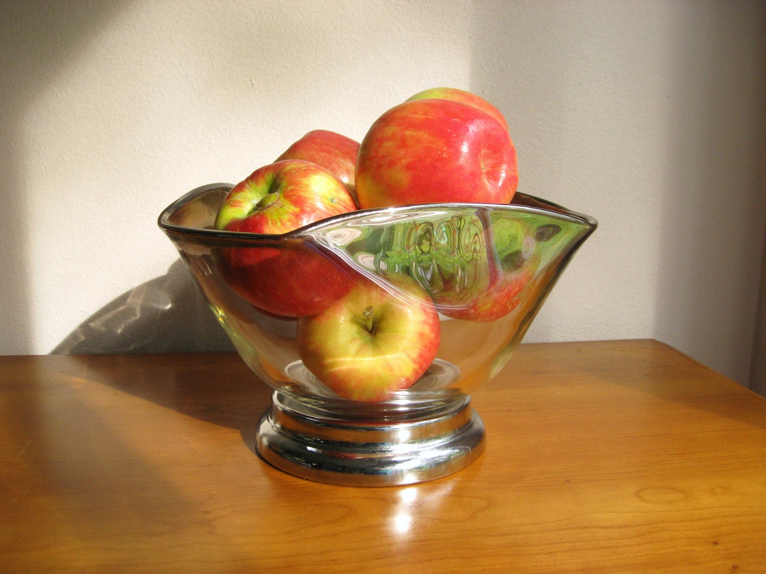 Vintage Silver Ombre Glass Bowl, Mid Century, Large size Bowl, Fruit or Punch or Chip Bowl