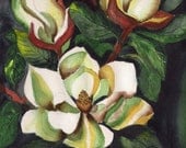 Watercolor original Painting, Magnolia Blooms, Original Watercolor, Painting of Magnolias, Floral Painting