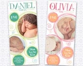 Multi Photo Birth Announcement - 4 x 9 Swirls - Digital