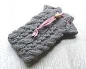 Knit iphone case, phone sweater, iPhone cover, iphone cozy, phone sleeve, cell phone case, cable knitted, grey, Ready for shipping