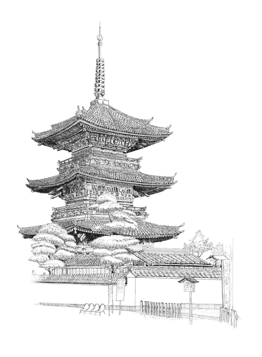 Japanese Pagoda Coloring Pages