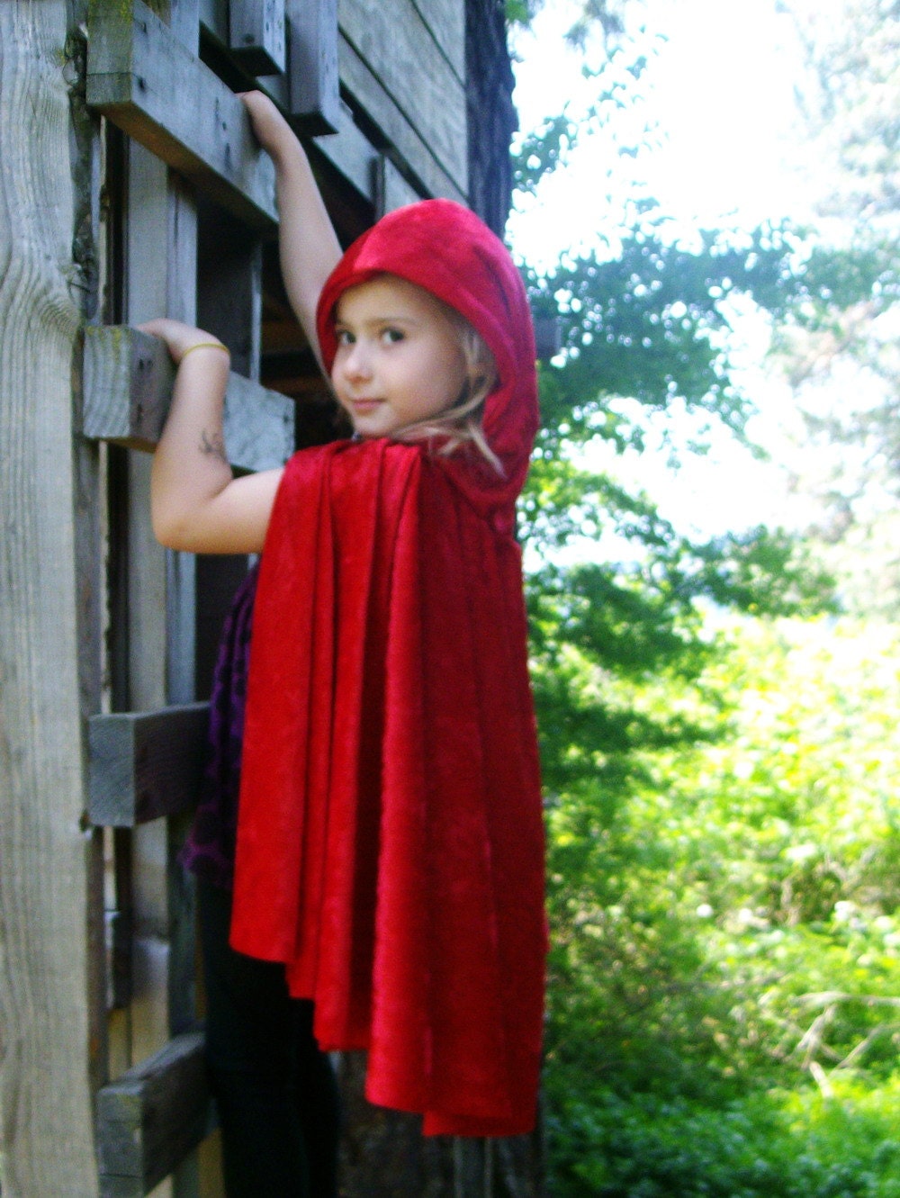 Little Red Riding Hood Cloak -Size 4-6 -Hooded Cloak -Childrens Cloak -Vampire Cloak -Devil Cloak -Witch Cloak -Costume Cloak -velvet