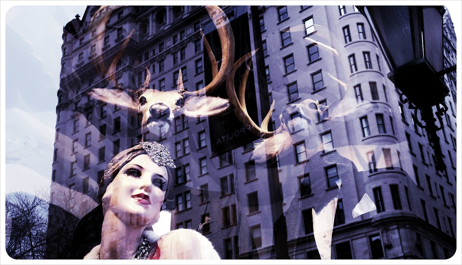 Deer Art Deco Flapper 1920's Christmas NYC Windows - Fine Art Photograph Vintage Retro -- Wall Print -- 5x7
