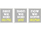 First We Had You Quote Nursery Art print Set - Typography Word Art - Yellow Gray White -  Neutral Baby Toddler Room - Wall Art Print  8x10