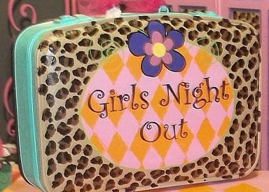 Dressup Suitcase(C)  Turquoise cheetah Pink Girls night out FREE SHIP