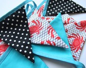 Crab - Red, Black, Turquoise Bunting/Banner - 9 feet 11 flags - booandthebeast Crab - Red, Black, Turquoise Bunting/Banner - 9 feet 11 flags - booandthebeast