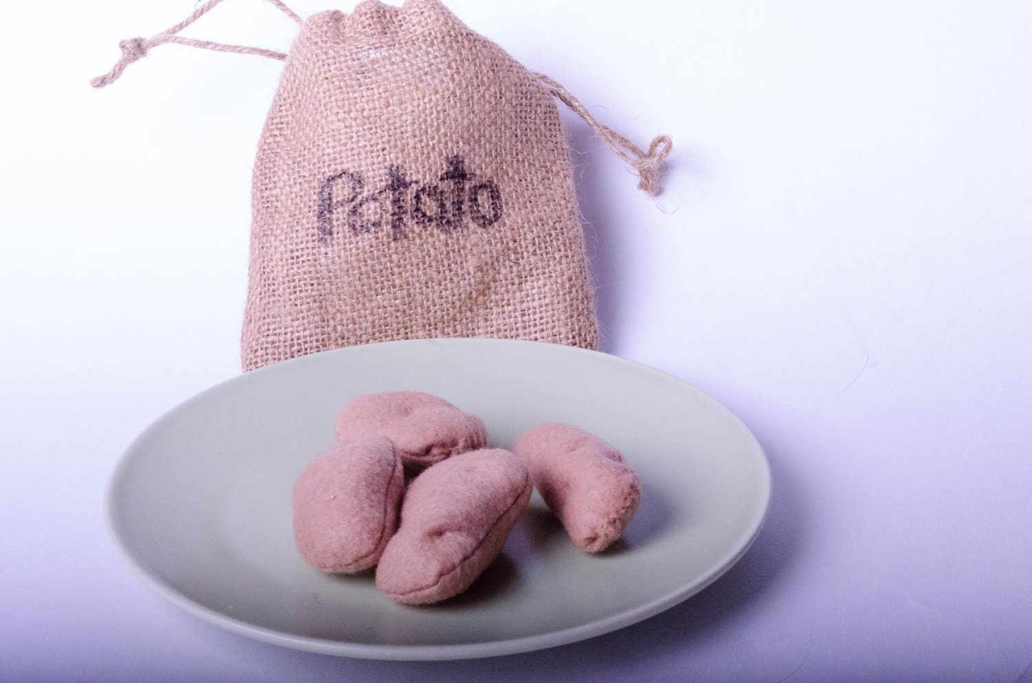 Potatoes and Burlap Sack - Felt Play Food