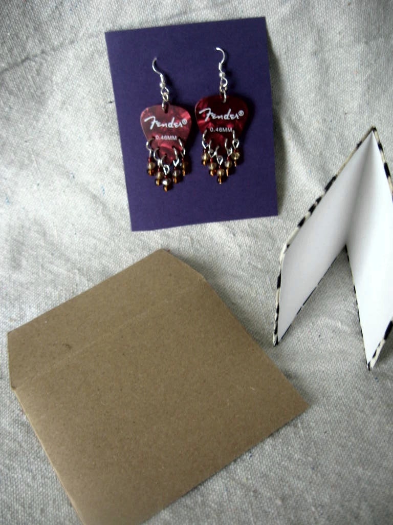 Gift Pack Warm Tones Guitar Pick Earrings  Made in Nashville Music City Fun 80's Wear Free Shipping
