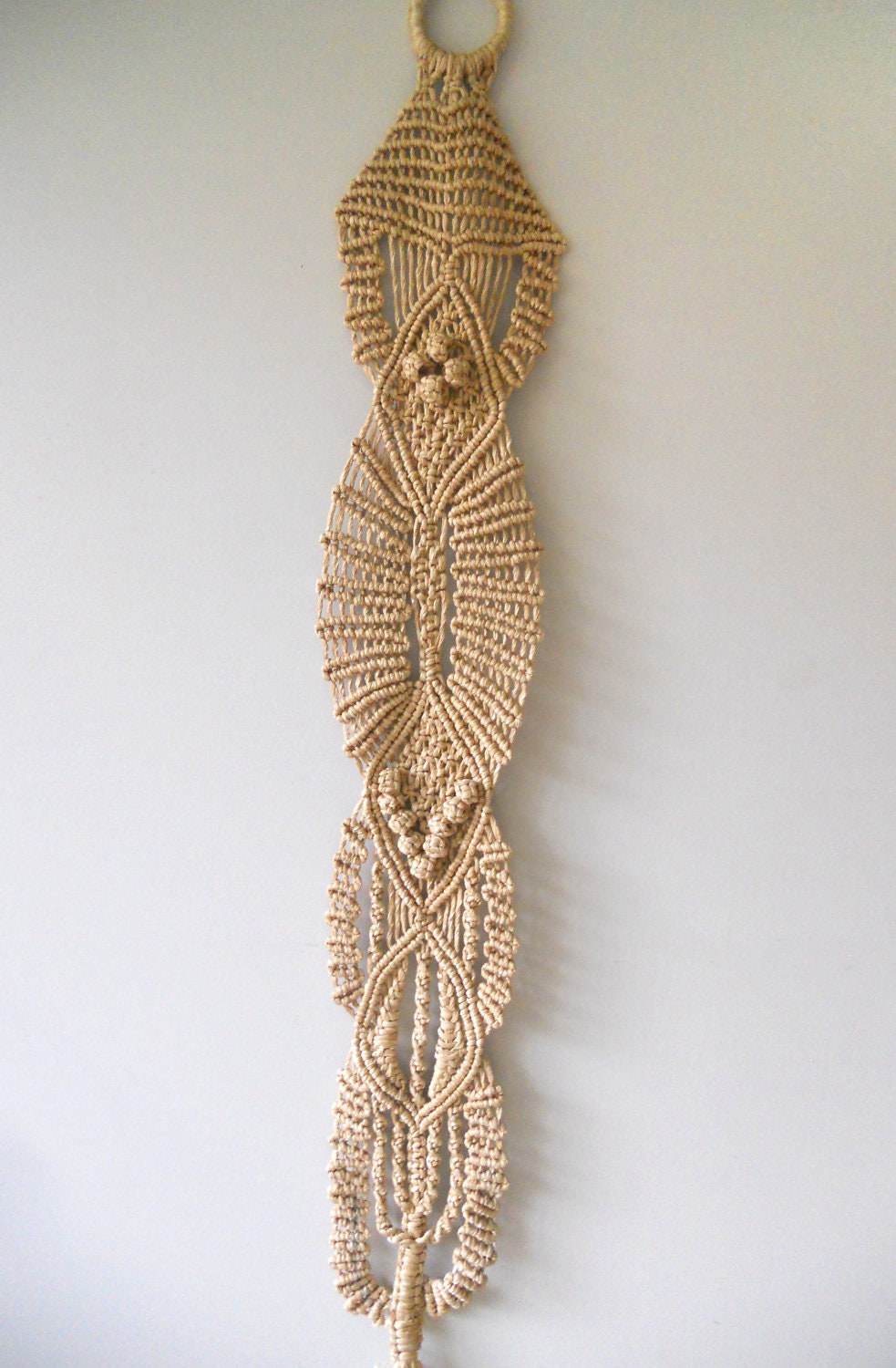 Vintage handmade Macrame wall decor USSR era, Latvia in 1970 - TasteVintage