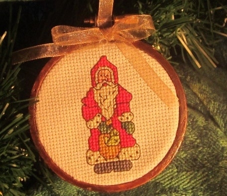 Old Fashioned Santa  Cross Stitch Christmas Ornament