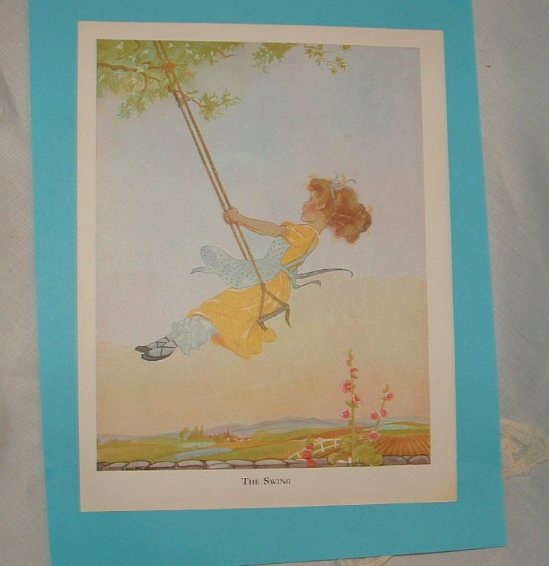1961 Illustration and verse pages of The Swing by Robert Louis Stevenson