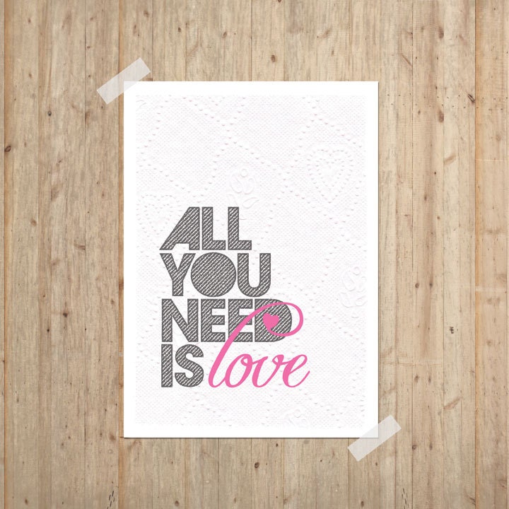 Love Digital Art Print 11x14 Typography Poster Sweet Wedding Anniversary Nursery Pink Grey