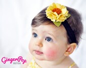 Fall Felt Flower Headband - 100% Handmade with Wool Felt  - Yellow Ruffle Flower Headband for Babies, Toddlers, or Adults