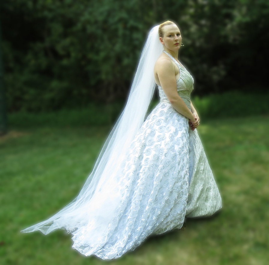 Chapel Length Veil, Floor Length Wedding Veil, Full White Tulle